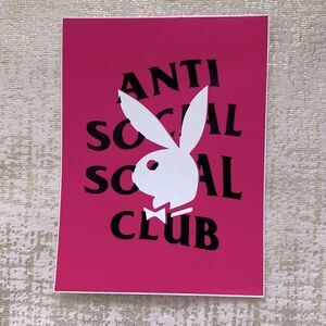Anti-Social Social Club x Playboy Bunny Pink Sticker. New! 2.75" x 3.75"